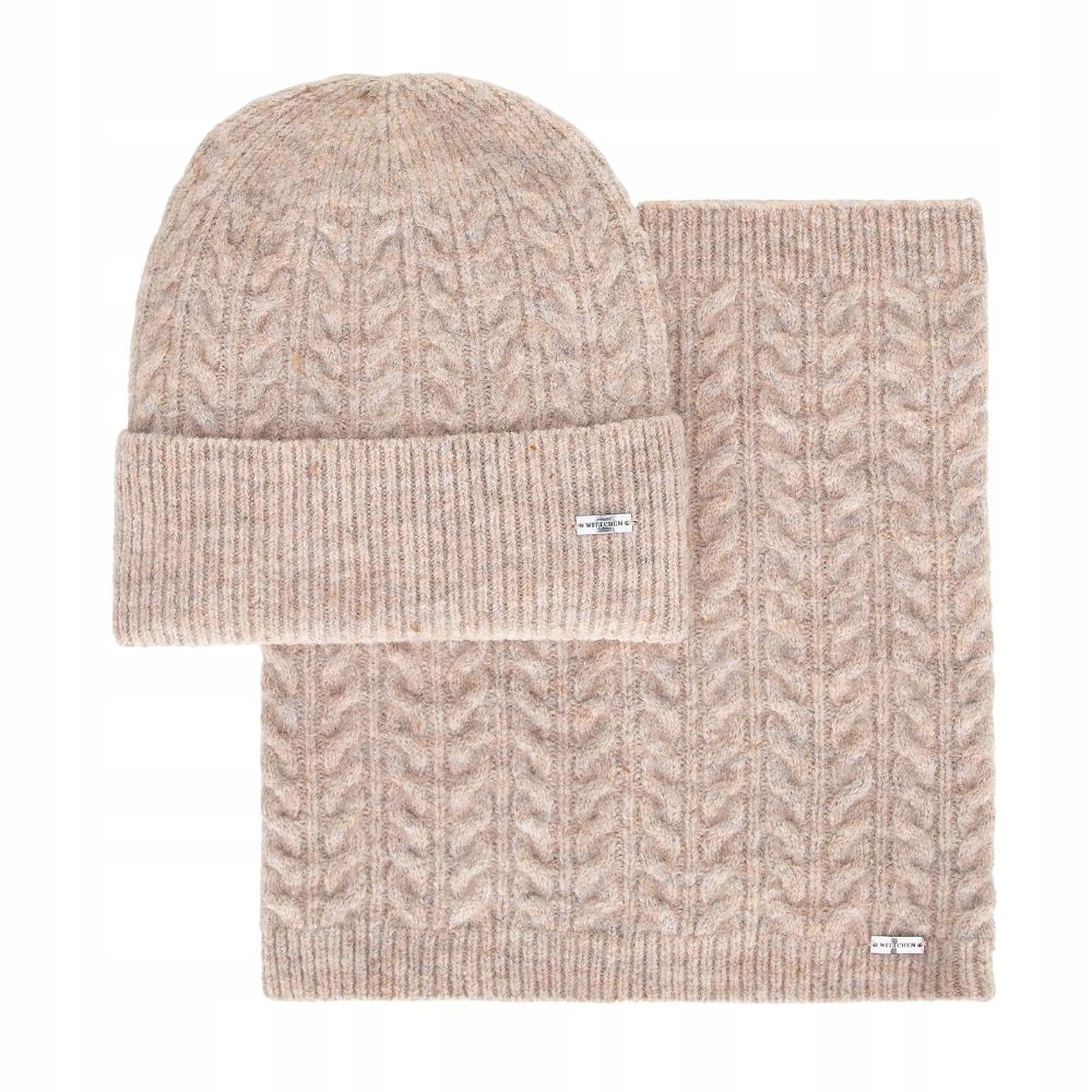 Dámská zimní souprava čepice a nákrčník Wittchen 101-SF-209-9 béžová elegantní
