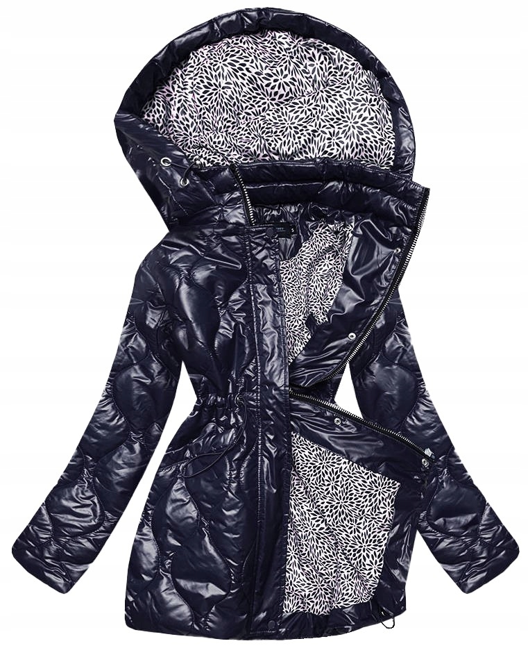 Pikovaná Bunda S Kapucí BH2182 Námořnická Modrá