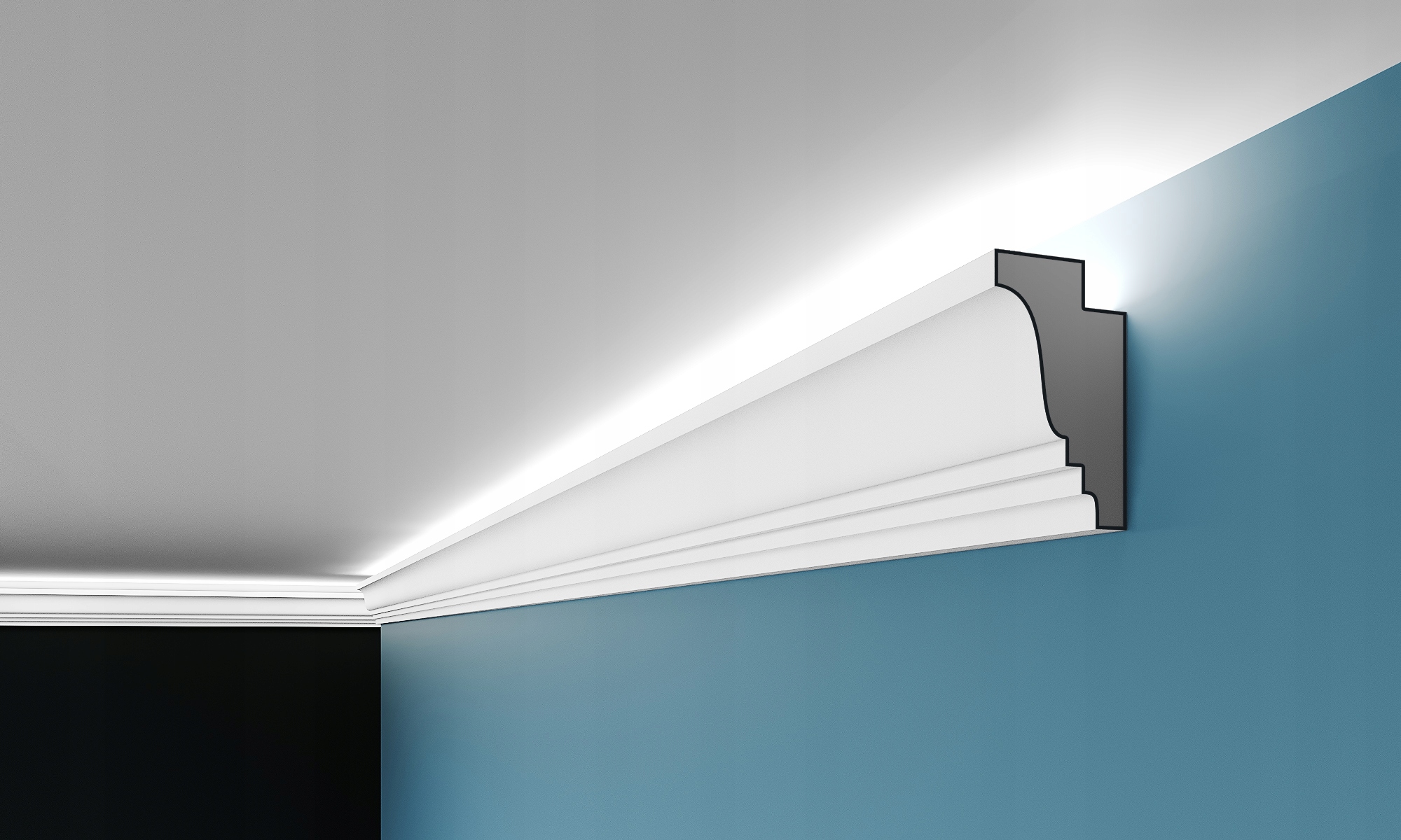 LISTWA PRZYSUFITOWA GZYMS SZTUKATERIA, POD LED Szerokość 60 mm