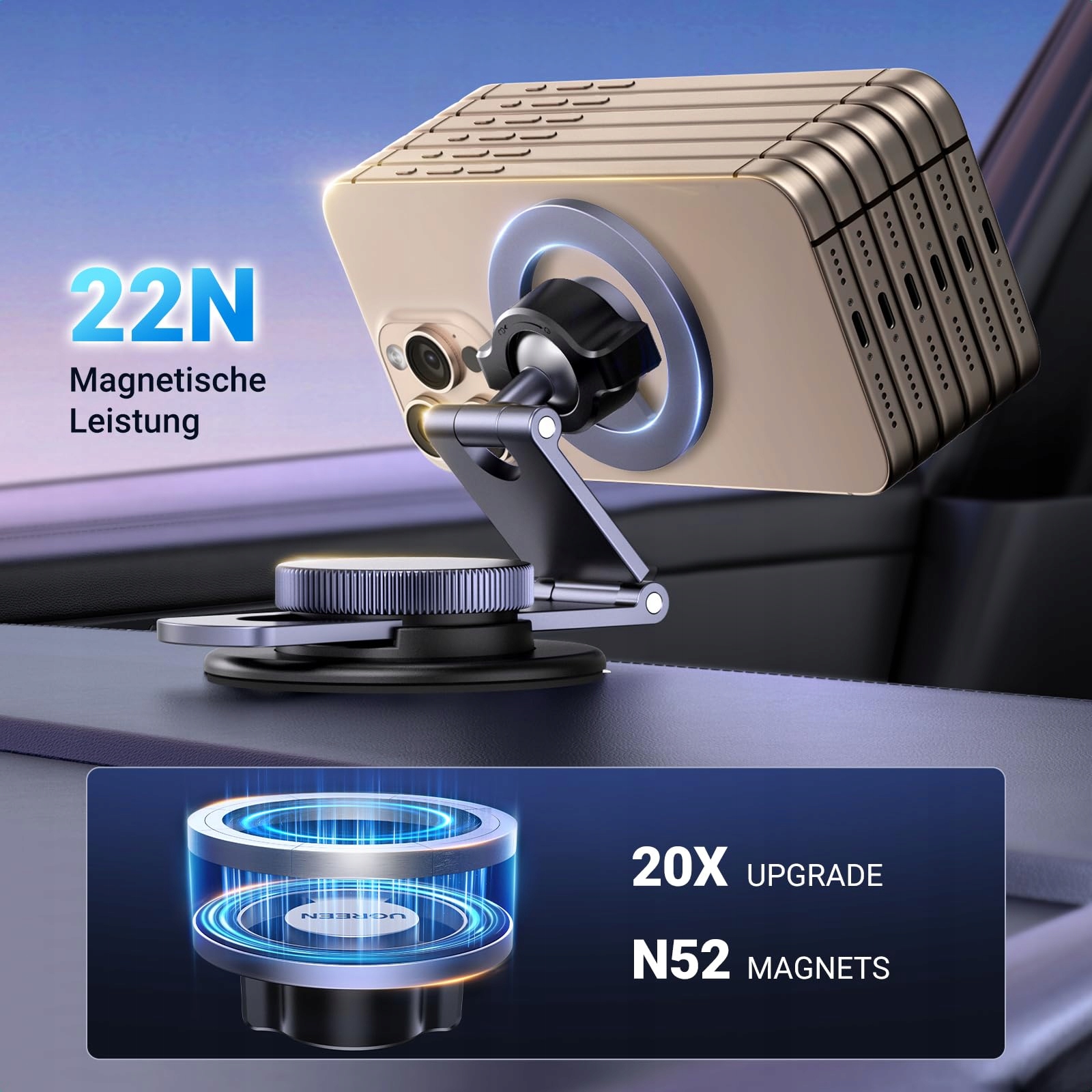 UGREEN MagSafe Car Mount 360° for iPhone 16-12 — miniatura 2