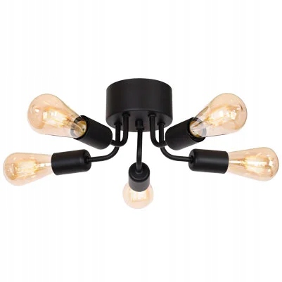 Stropní svítidlo industriální, minimalistická, černá, 5 bodů Luminex