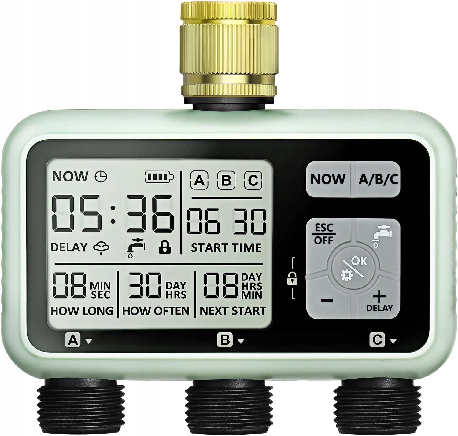 Zavlažovací Časovač 3 Výstupy LCD