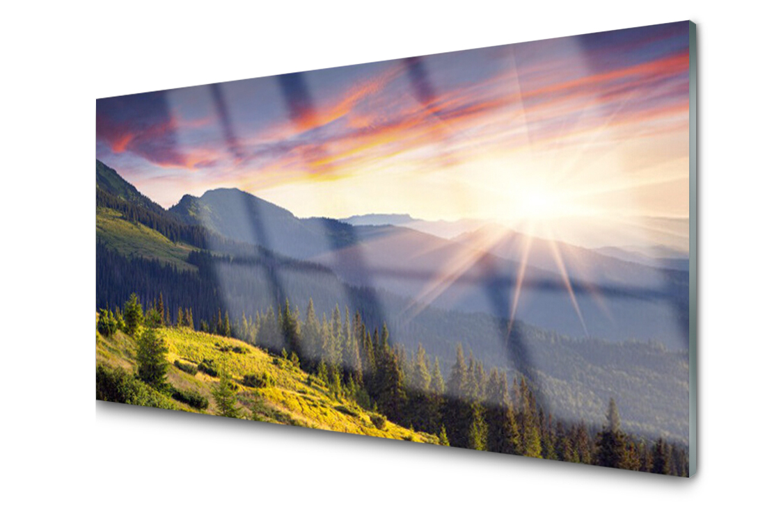 

Panel szklany Płytka Góra Las Słońce 120x60