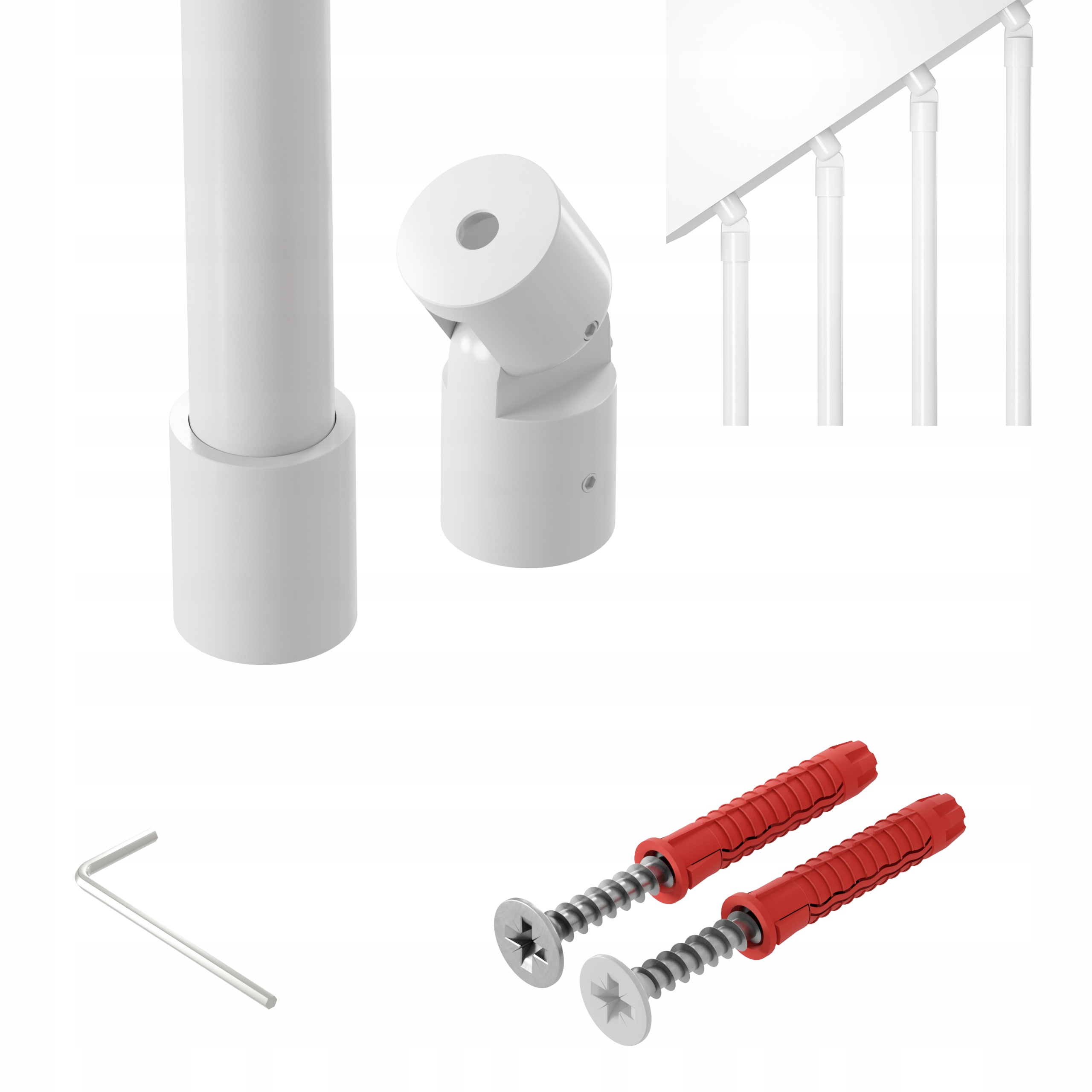 Zábradlí na schody harfa šikmá nastavitelná bílá 200 cm fi 25 mm Nebo