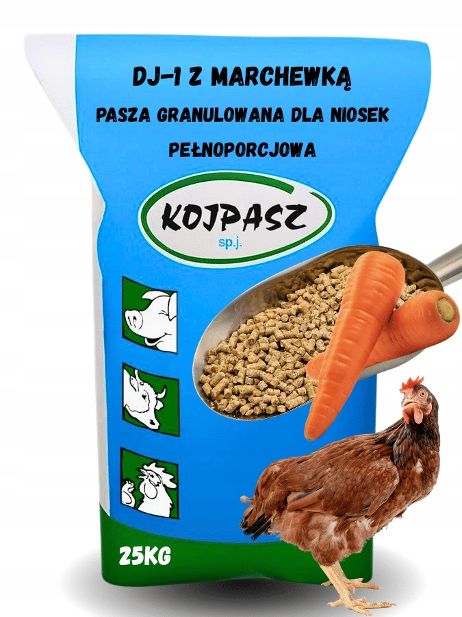 DJ PASZA DLA KUR Z MARCHEWKĄ KARMA NIOSKA DODATEK MARCHWI 25KG KOJPASZ