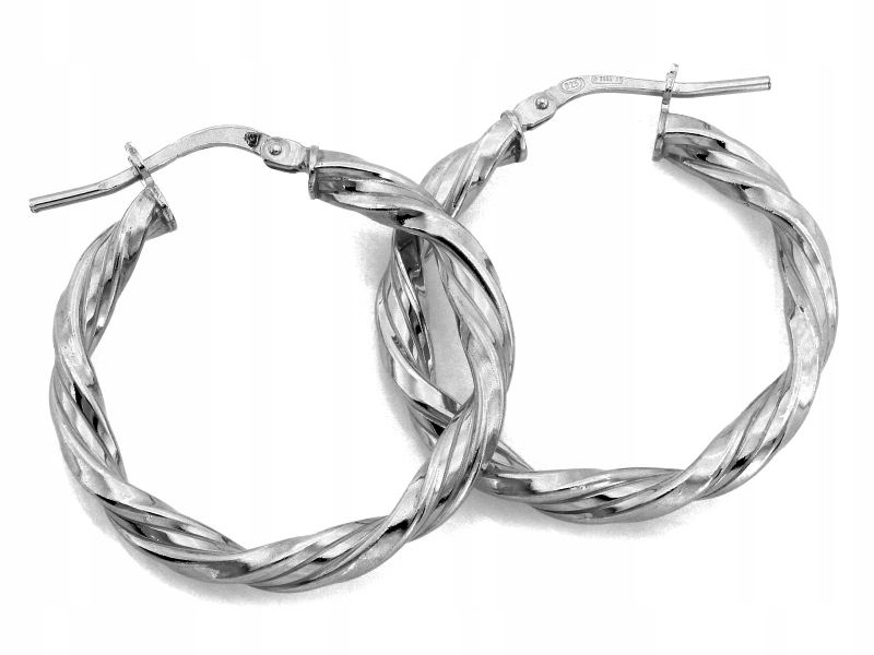 Stříbrné náušnice 925 klasické kruhy zkroucené 30 mm elegantní jako dárek