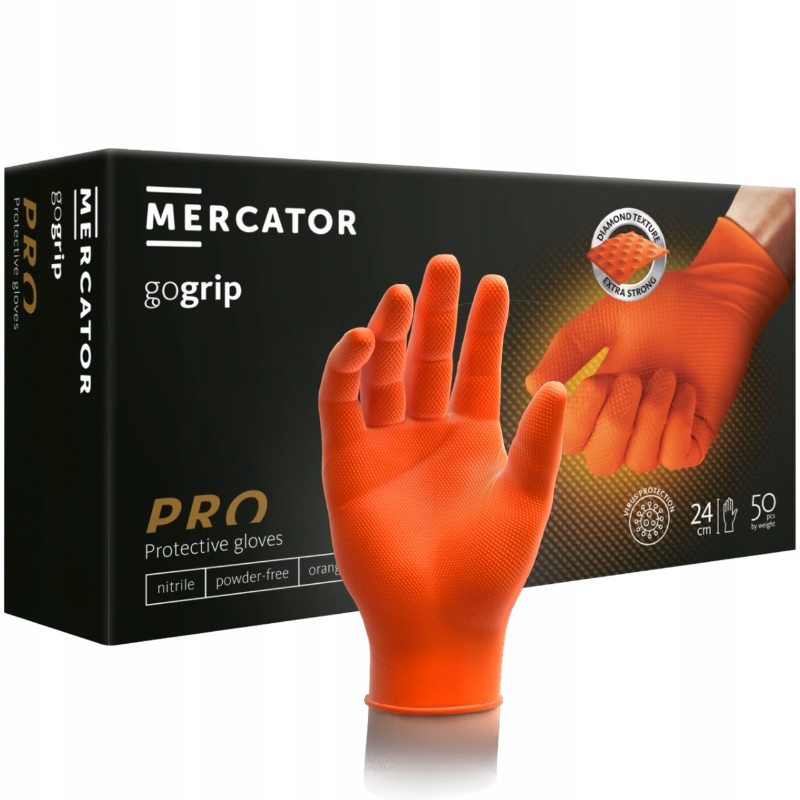 

Rękawiczki Nitrylowe Gogrip Pomarańczowe L 50szt