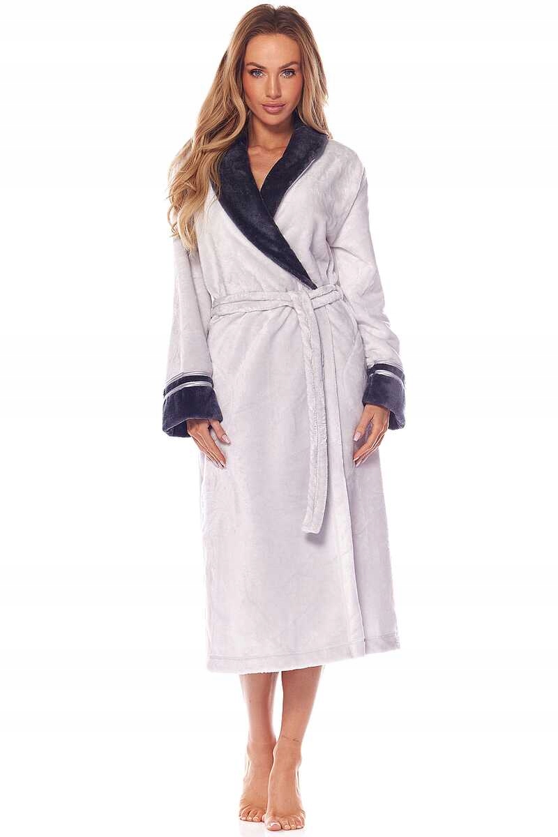 L-L Dámský teplý dlouhý župan Claudia 2206 perleťový 2XL