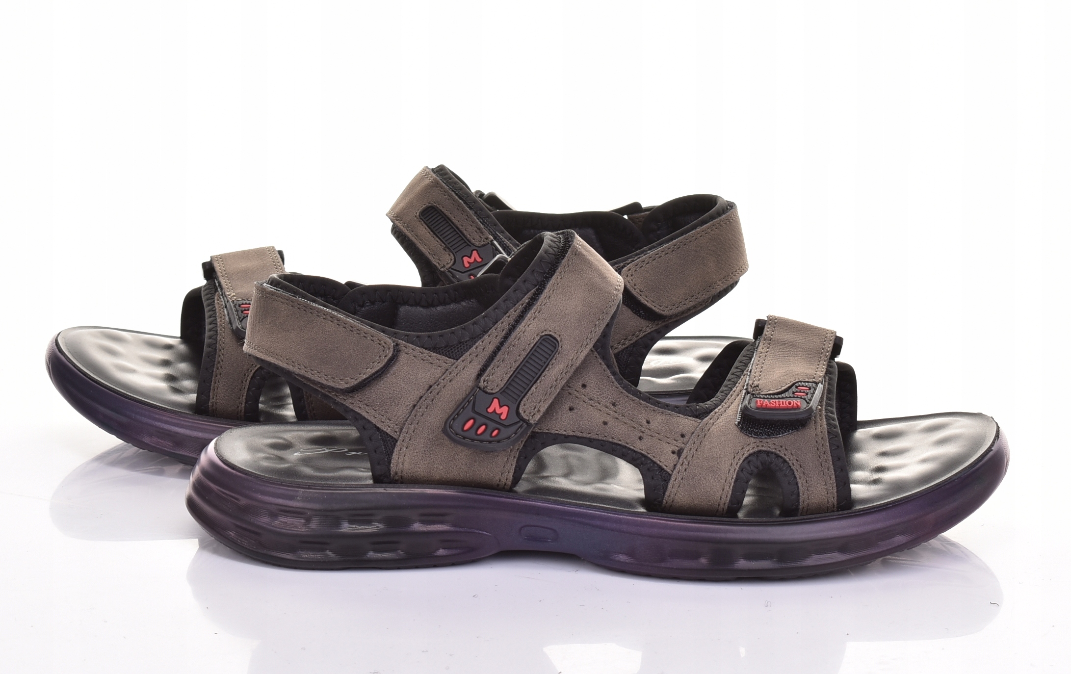 SANDAŁY MĘSKIE KLASYCZNE NA RZEPY KOMFORTOWA WKŁADKA NA PIANCE BRĄZOWE