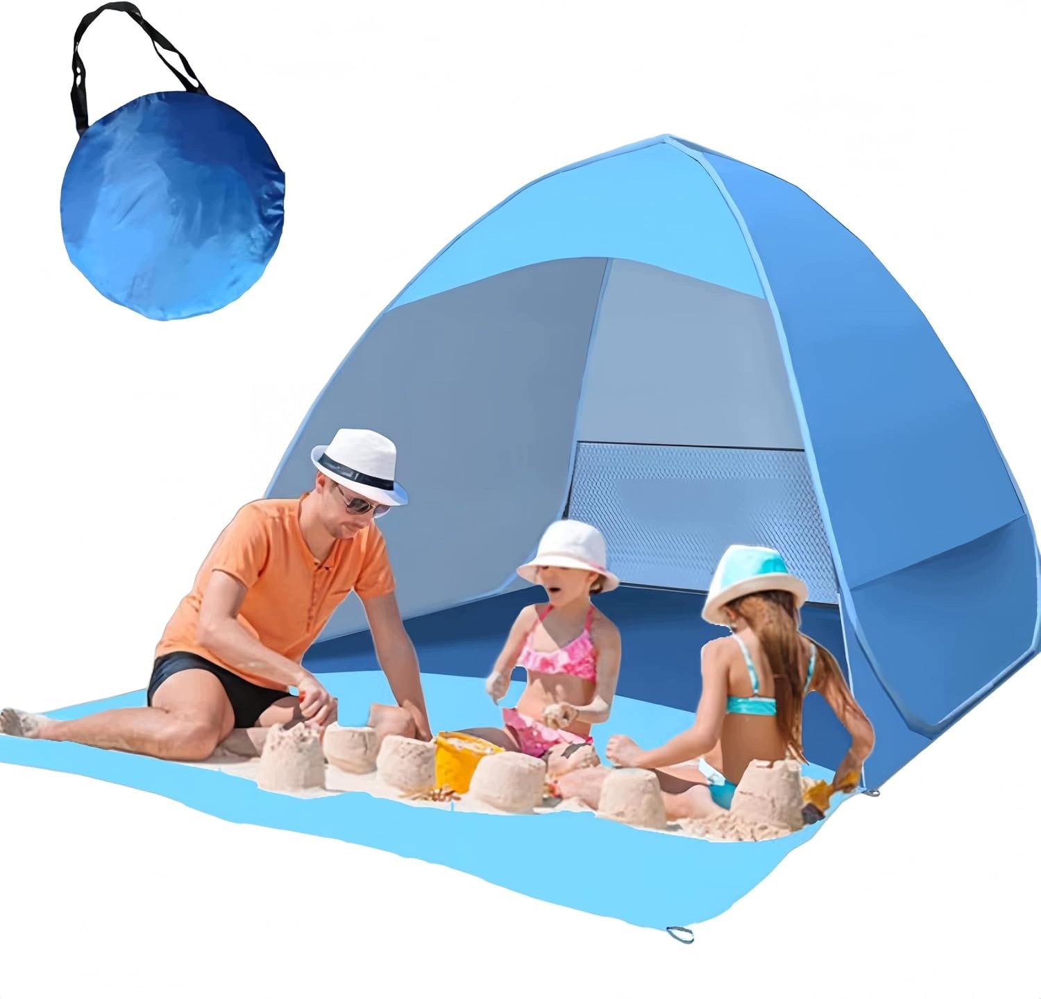 Namiot Plażowy Pop Up 2-5 Osób UV50+ Parawan Samorozkładający 200x165cm