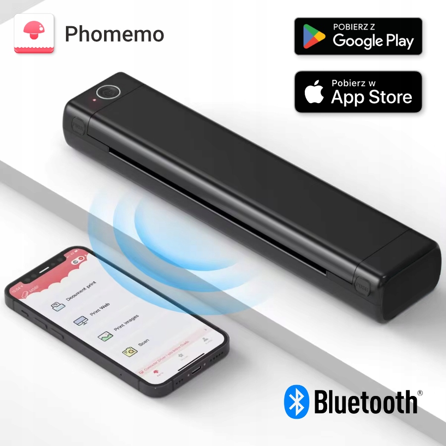 Drukarka Termiczna do Dokumentów Papier A4 Phomemo M08F Bluetooth Android Model M08F