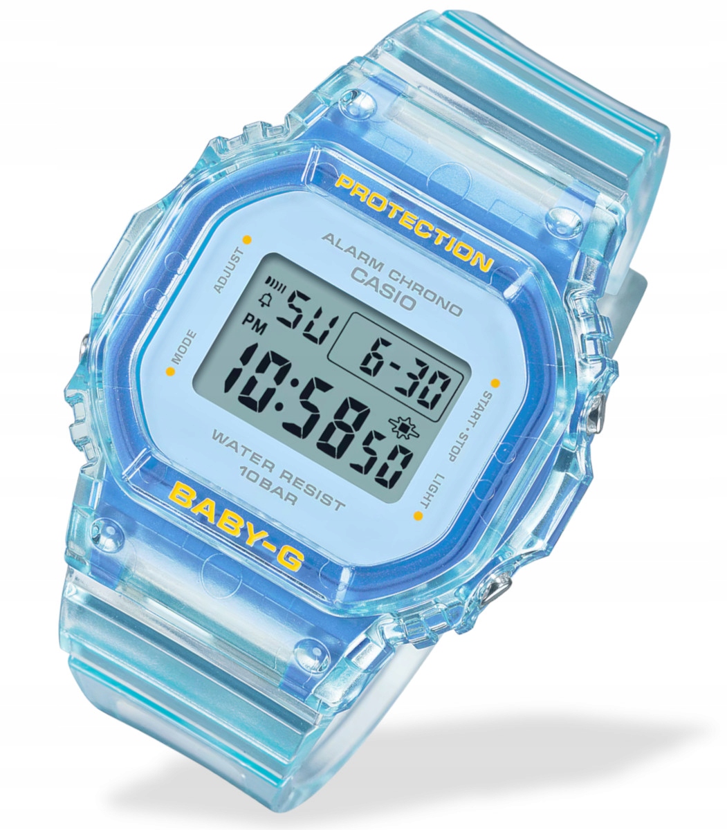 Dámské sportovní hodinky Casio Baby-G BGD-565SJ na průhledném řemínku Gravírování