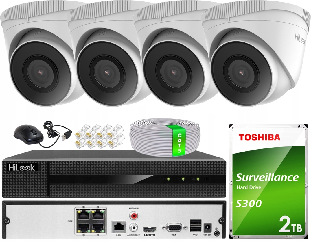 Ip monitorovací sada 5Mpx 4 kamery IPCAM-T5 Disk 2TB Aplikace HikConnect