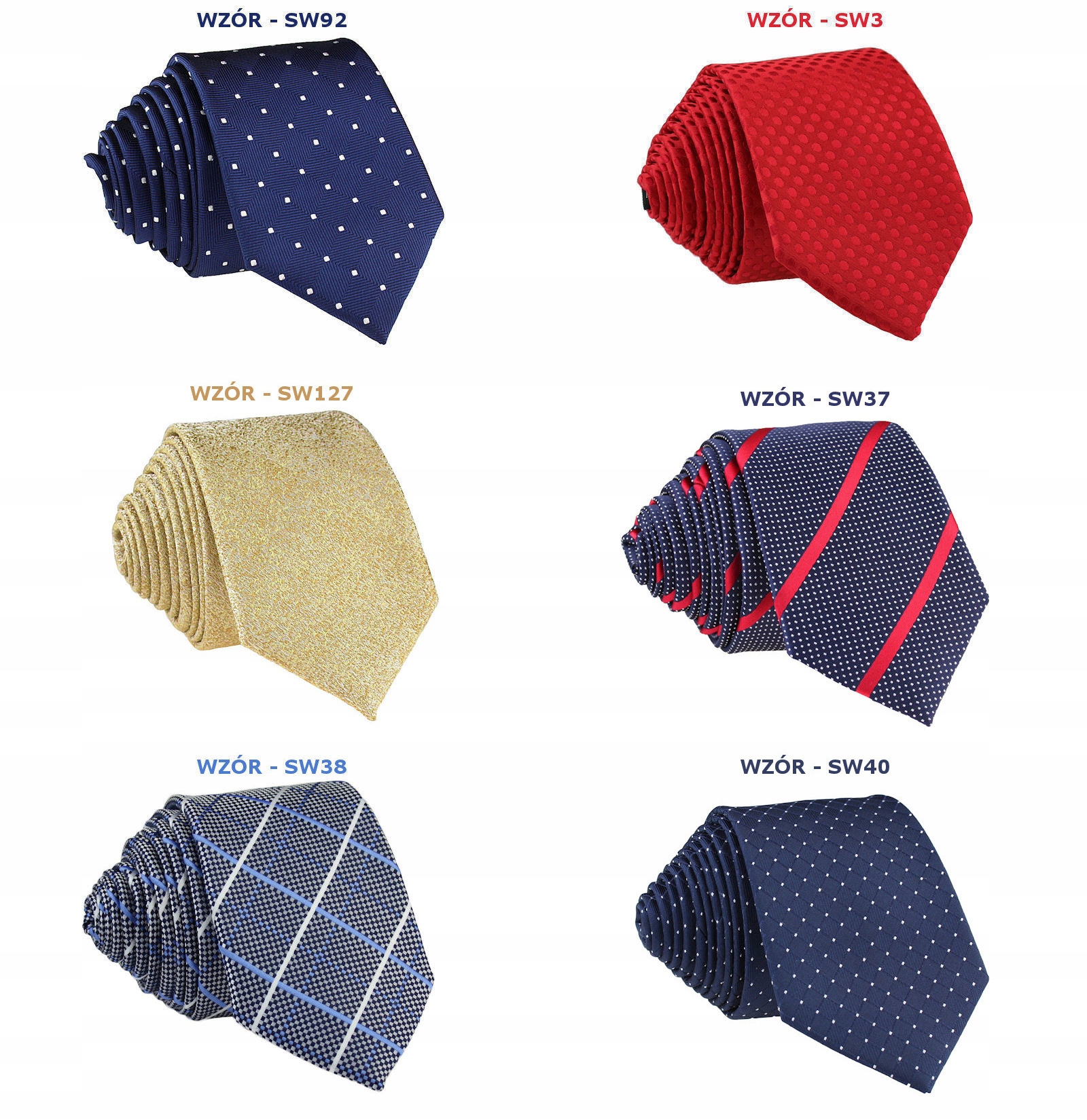 KRAWAT WĄSKI ŚLEDŹ / ŚLEDZIK 6 cm - 45 WZORÓW Marka Tissino