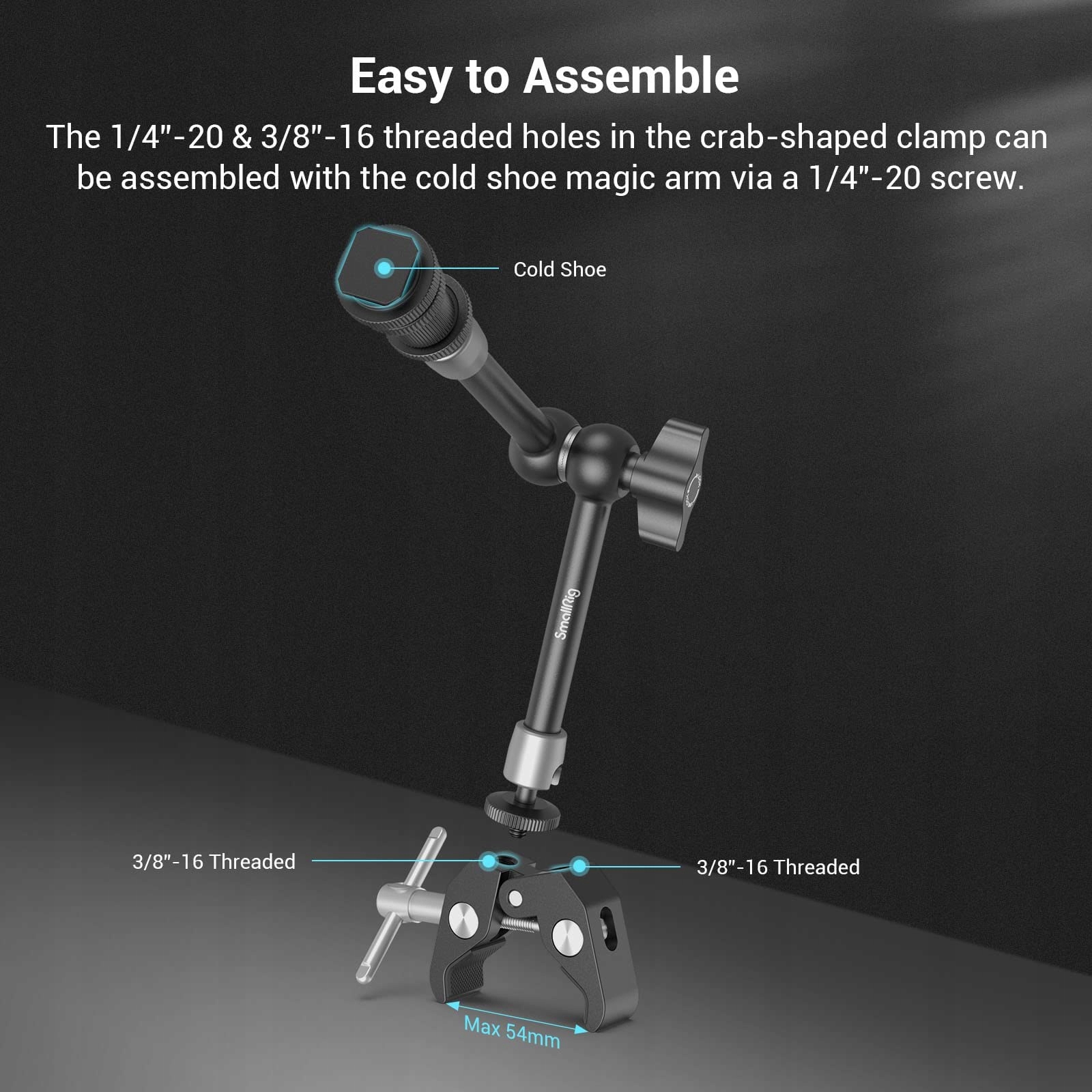 SMALLRIG Super Clamp i Magic Arm 11 cali do Monitora LED Mikrofonu — miniatura 2