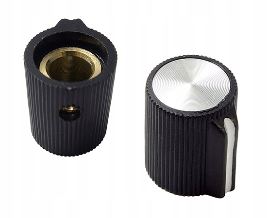 

Gałka Potencjomera Czarna Dekiel Srebrny