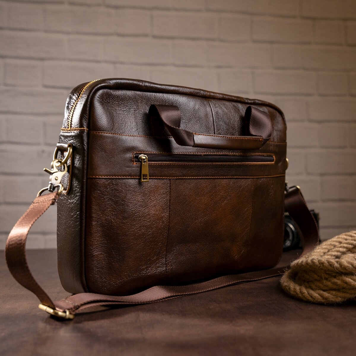 Torebka męska na laptopa Vintage 14669 Brązowa Marka inna