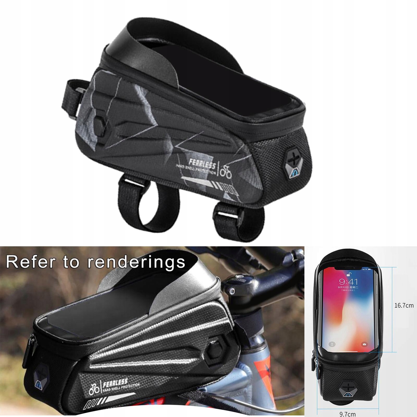 PRZEDNIA RAMA ROWEROWA CZARNO SZARY Długość 20 mm