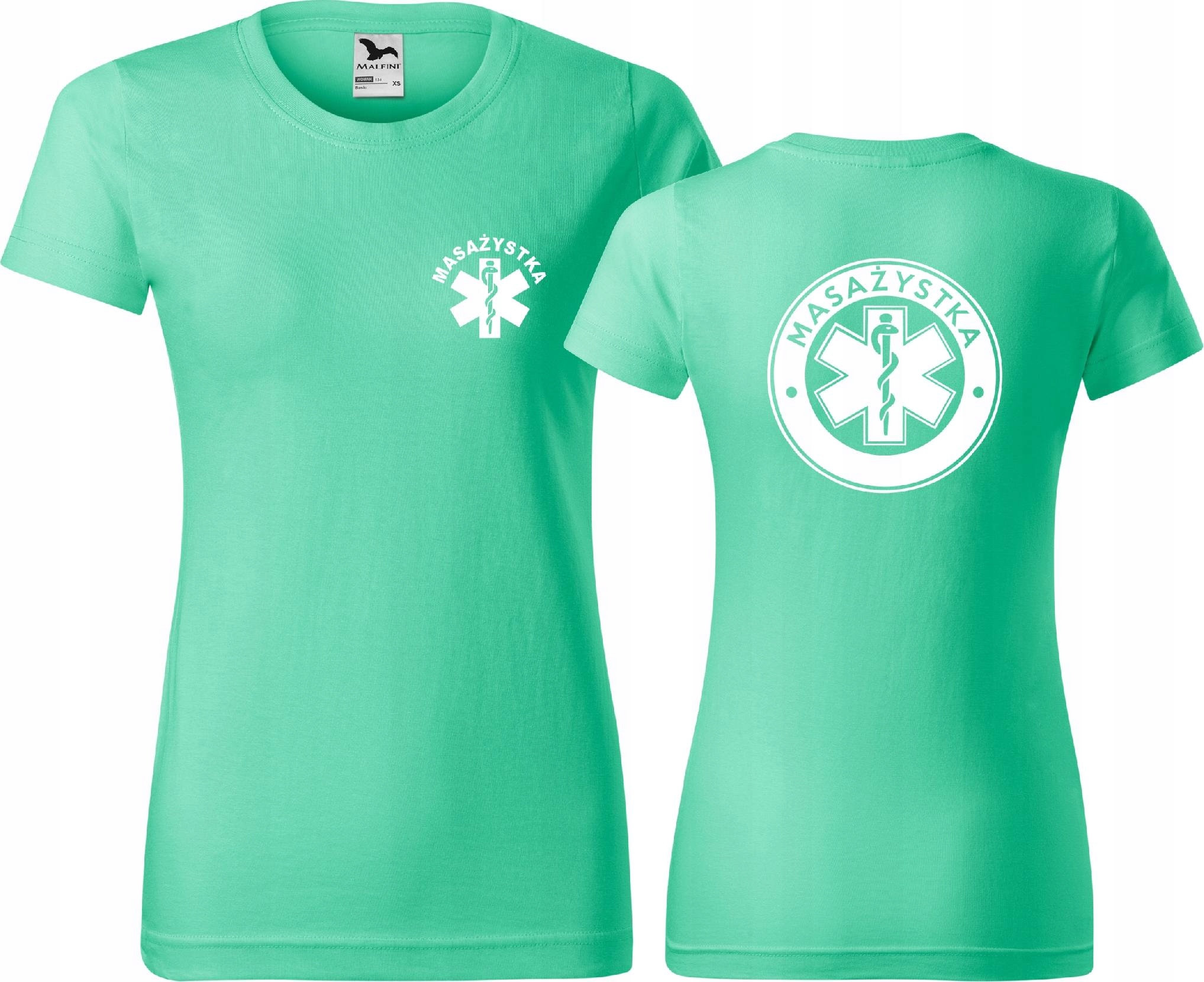 

Koszulka medyczna damska z nadrukiem Masażystka