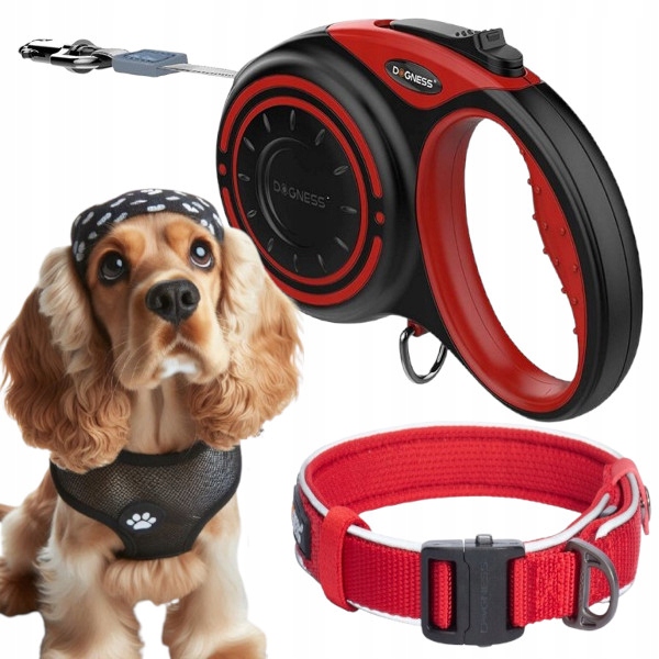 Vodítko Pro Psa automatická Svinovací páska Dogness 4 m do 20 kg obojek M