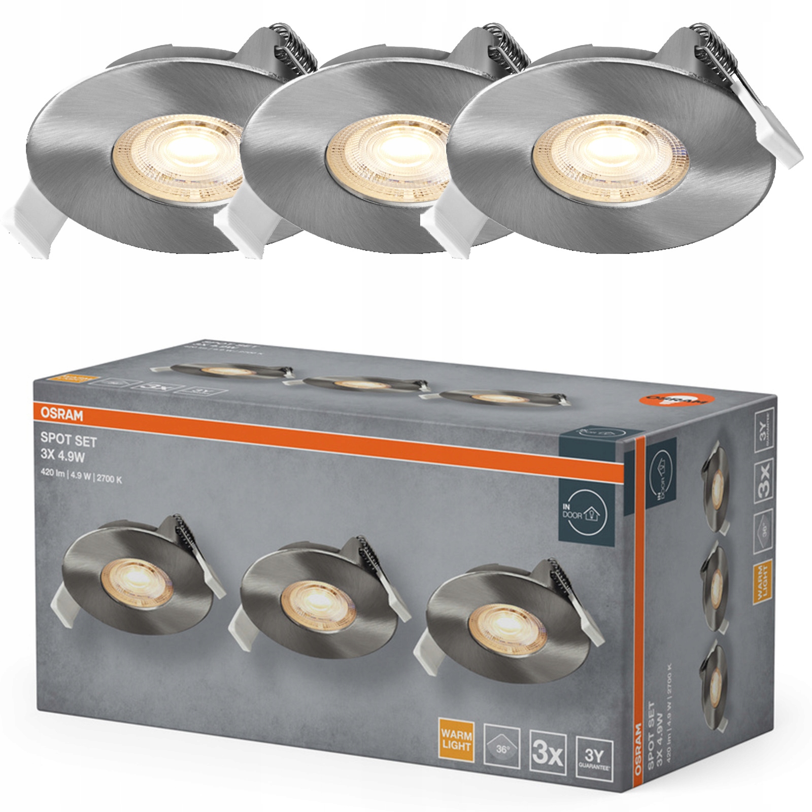 3x Led podomítkové stropní svítidlo Kulaté Stropní Svítidlo Spot kulaté 4.9W 270lm 2700K