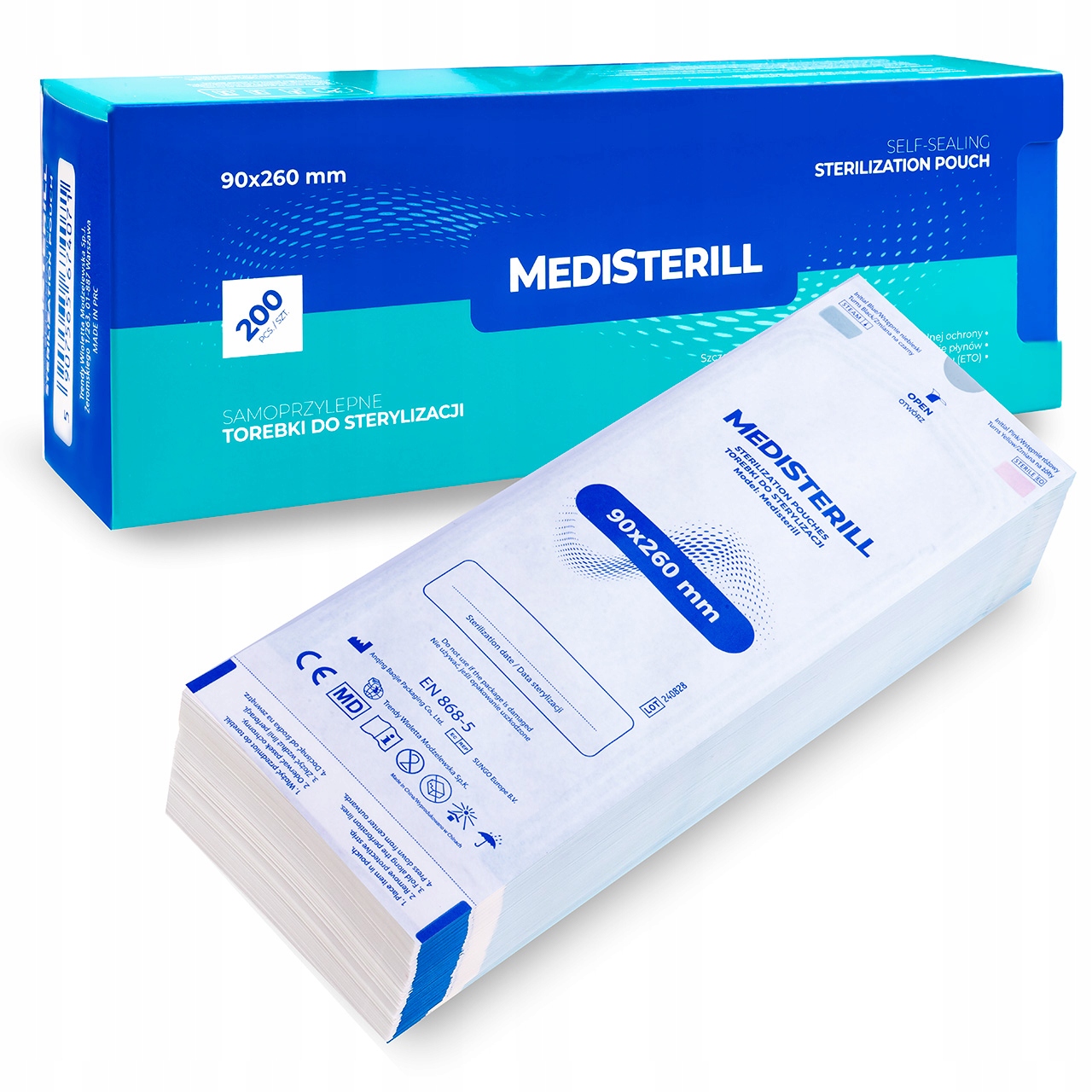 Medisterill Torebki Do Sterylizacji Narzędzi Autoklaw 90 x 260 mm 200 szt.
