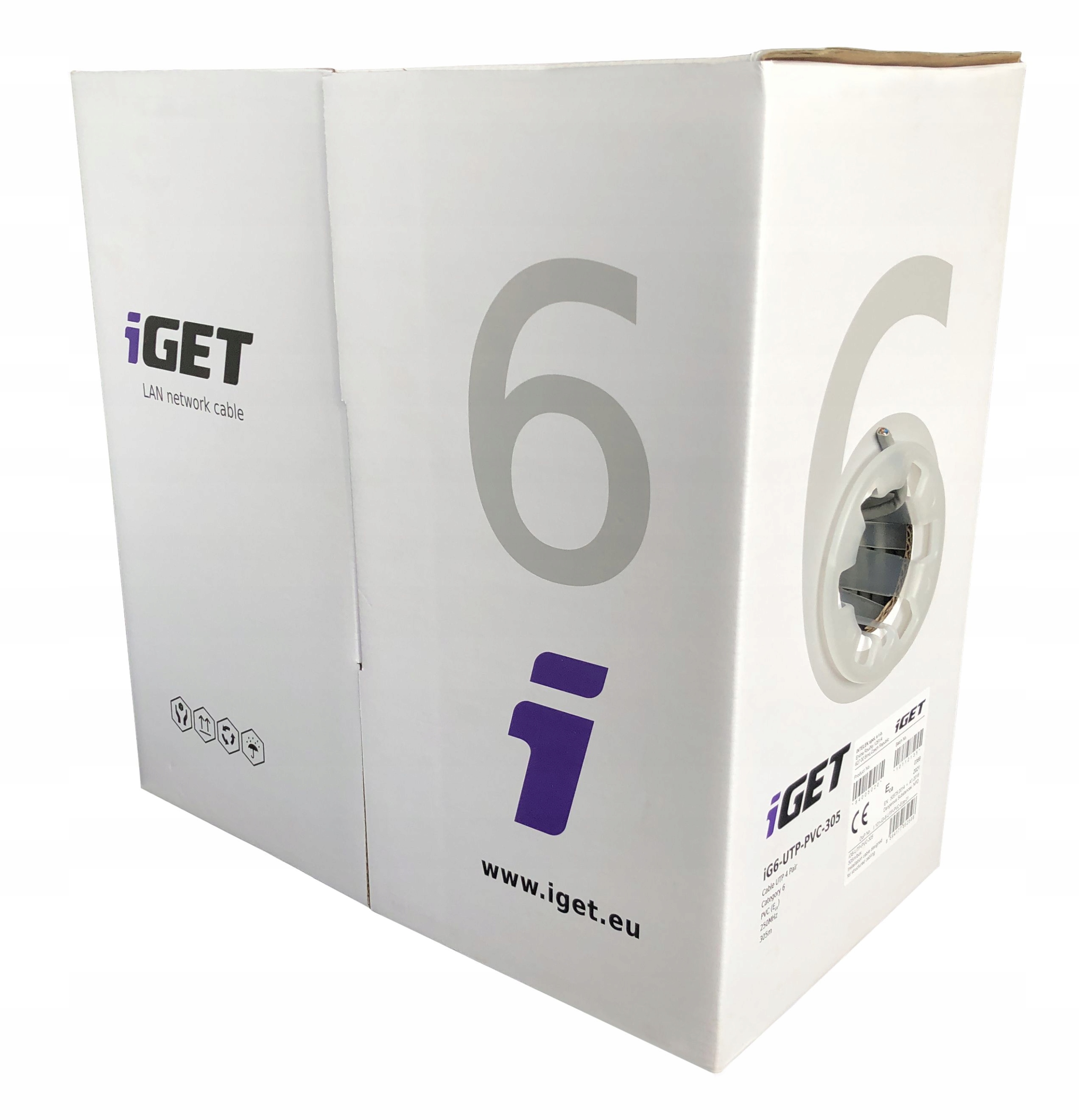Inštalačný kábel iGET CAT6 Utp Pvc Eca 305m/ box, kábel drôt, s triedou…