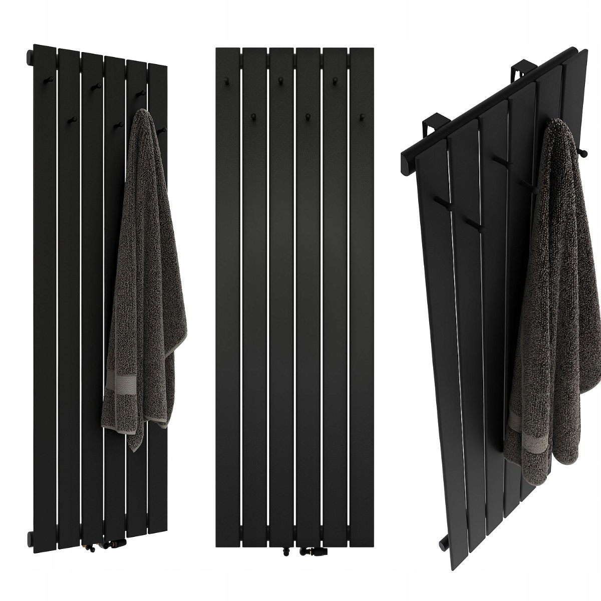 Dekoratívny Radiátor S Vešiakmi 1400/450, Čierna Štruktúra