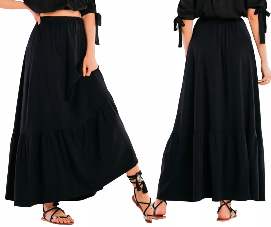 Dlouhá prošívaná sukně s volánem L/XL