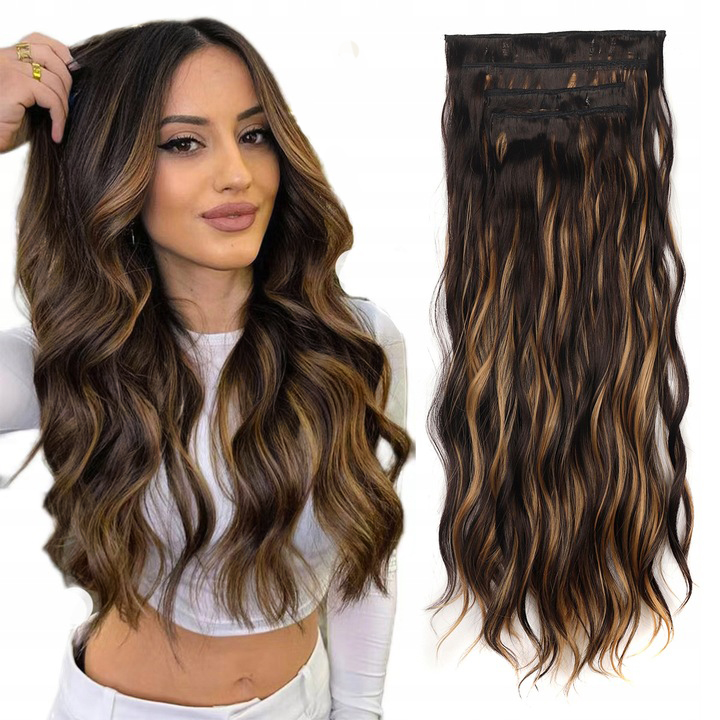 55CM Syntetyczne WŁOSY Kręcona DOCZEPIANE CLIP IN