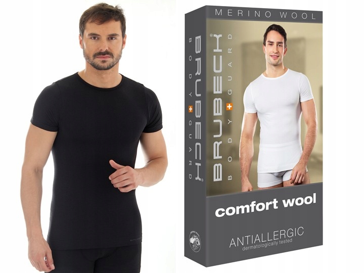 

Koszulka Męska Z Wełny Brubeck SS11030 Czarna 2XL