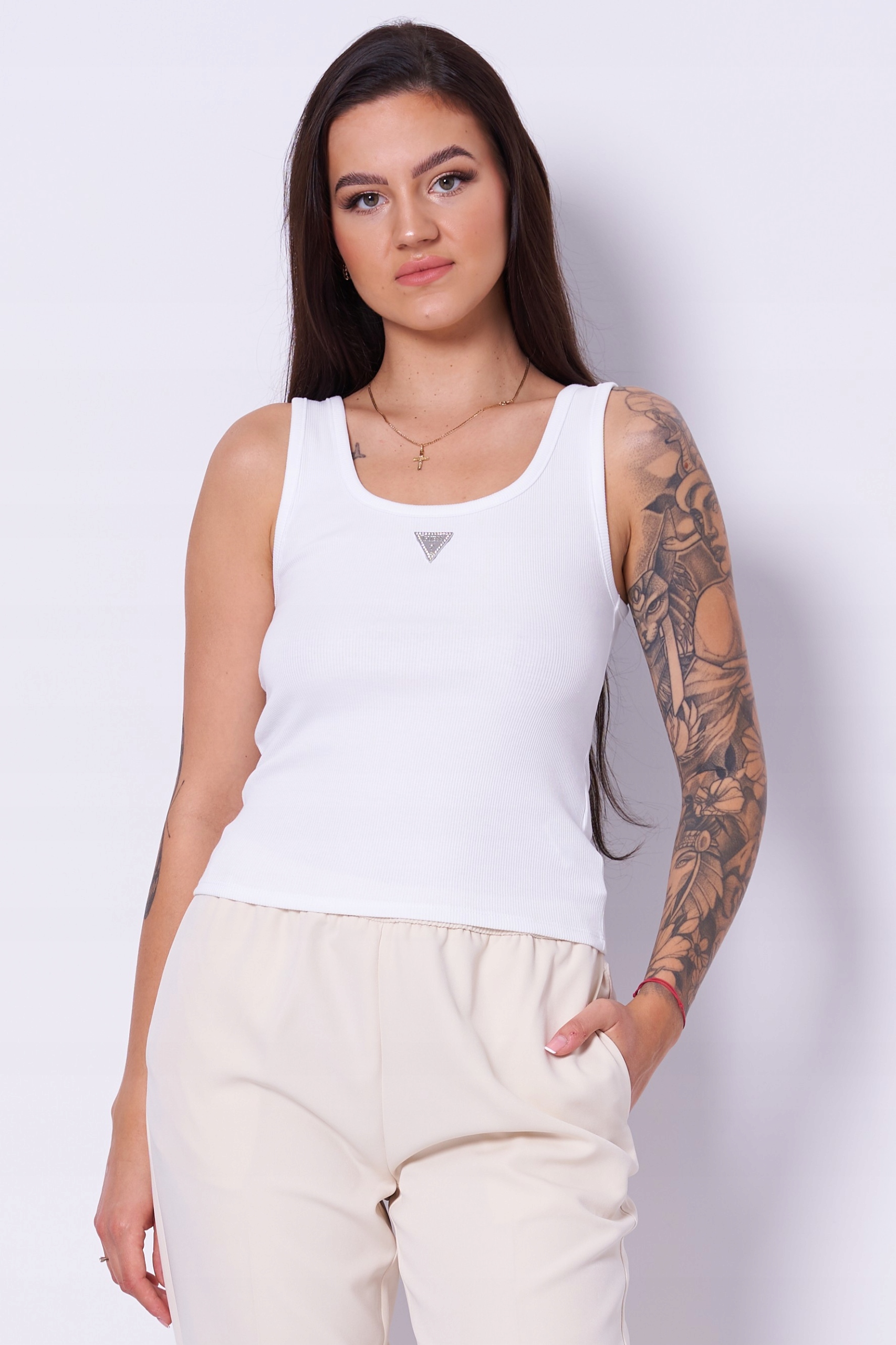 Guess Bílý Pruhovaný Top (s)