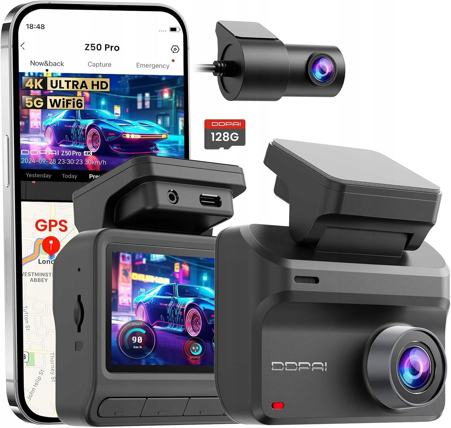 Automobilová Kamera 4K 1080P Wifi 6 Gps Lte 128GB