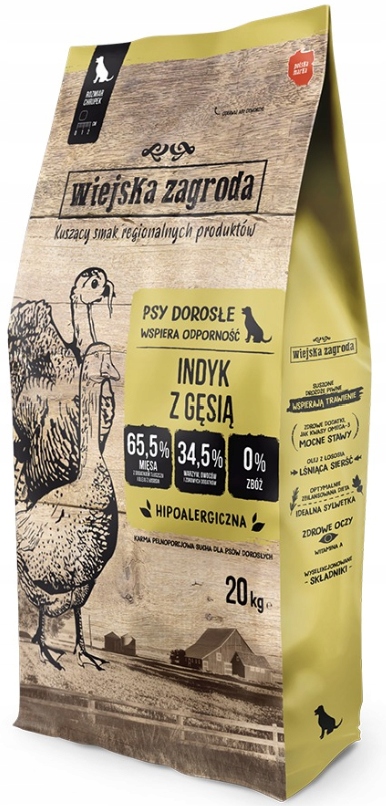 Wiejska Zagroda Indyk z Gęsią 20kg chrupki M