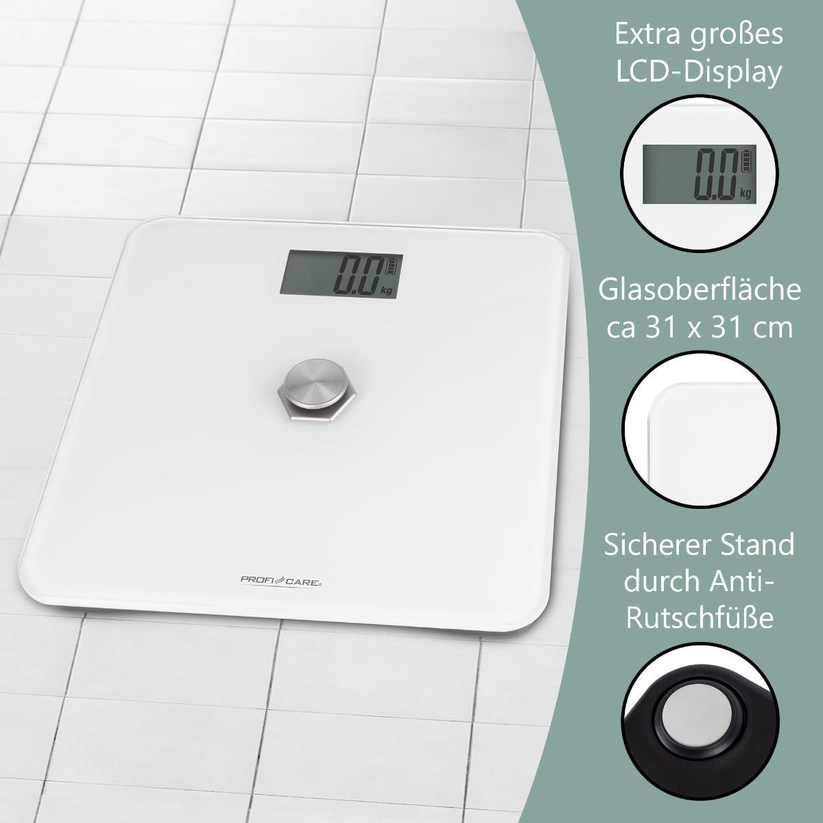 PROFICARE Waga Osobowa Bez Baterii Z Zakresem 5kg-180kg LCD Wyświetlacz — miniatura 4