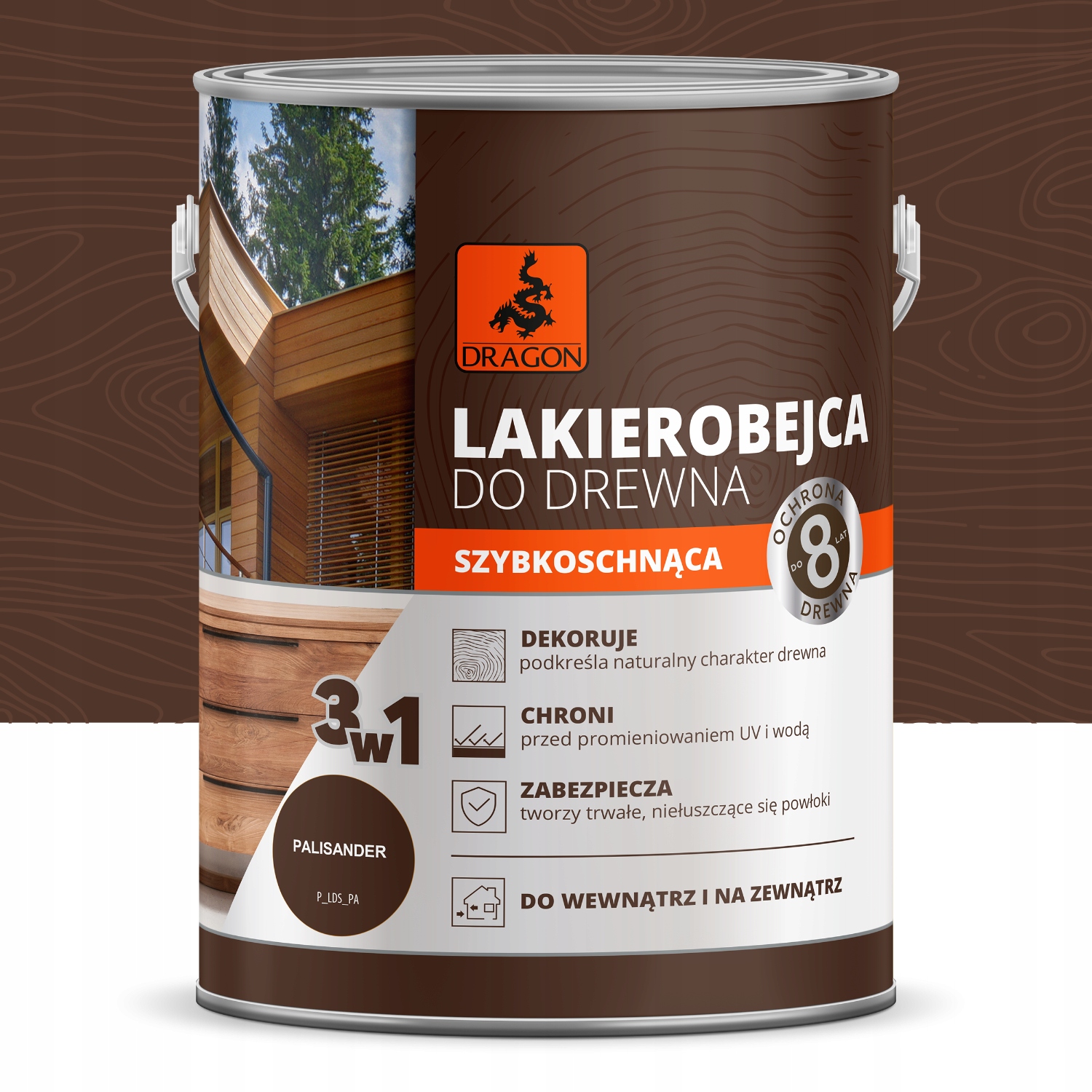 Lakierobejca do drewna szybkoschnąca PALISANDER 2,5L DRAGON