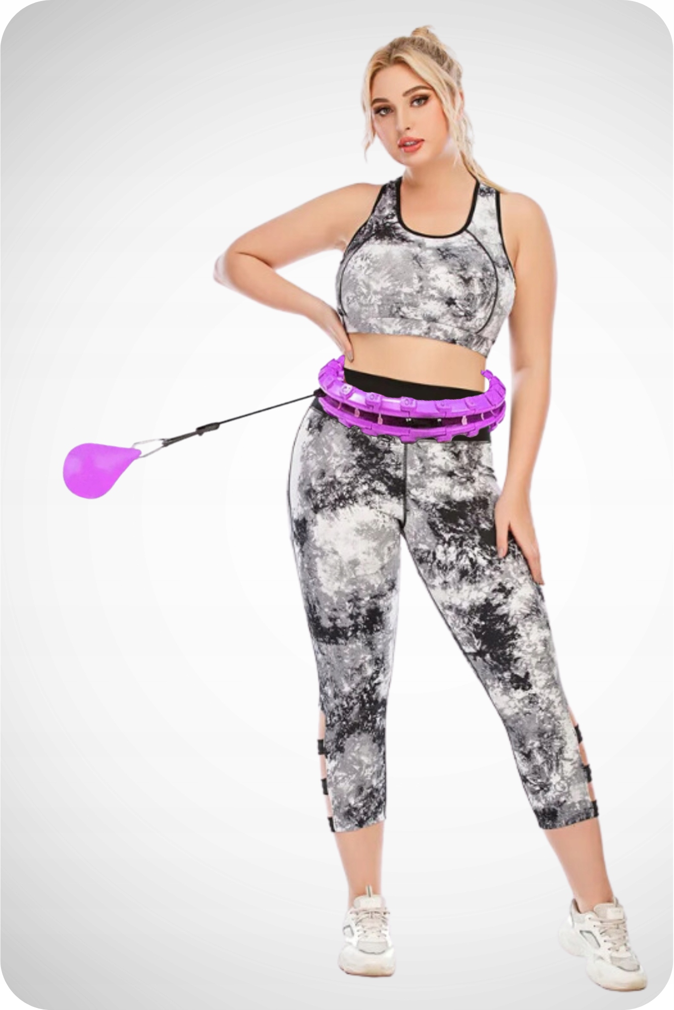 HULAHOP Z OBCIĄŻENIEM WYPUSTKAMI ODCHUDZAJĄCE SKŁADANE SMART HULA HOP Kolor dominujący róże i fiolety