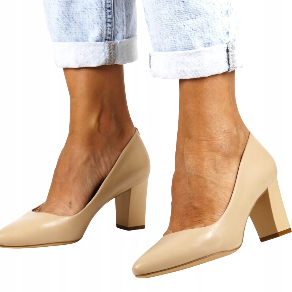 Coffe Béžové Tělové Lodičky Na Silnějším Podpatku Stabilen Pohodlné 37