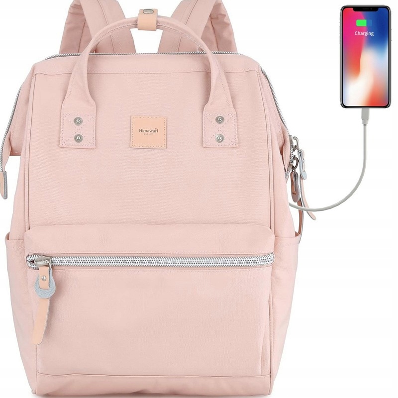 Plecak do samolotu Himawari Sorrel HM1881 na laptopa 13,3 z Usb jasnoróżowy