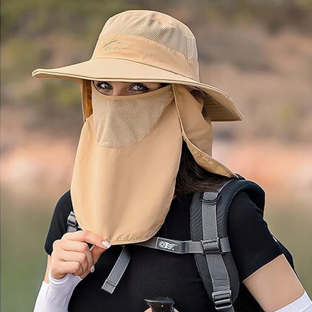 KAPELUSZ PRZECIWSŁONECZNY SKŁADANY 360° OSŁONA UV Z NAKARCZKIEM ZDEJMOWANY Materiał dominujący nylon