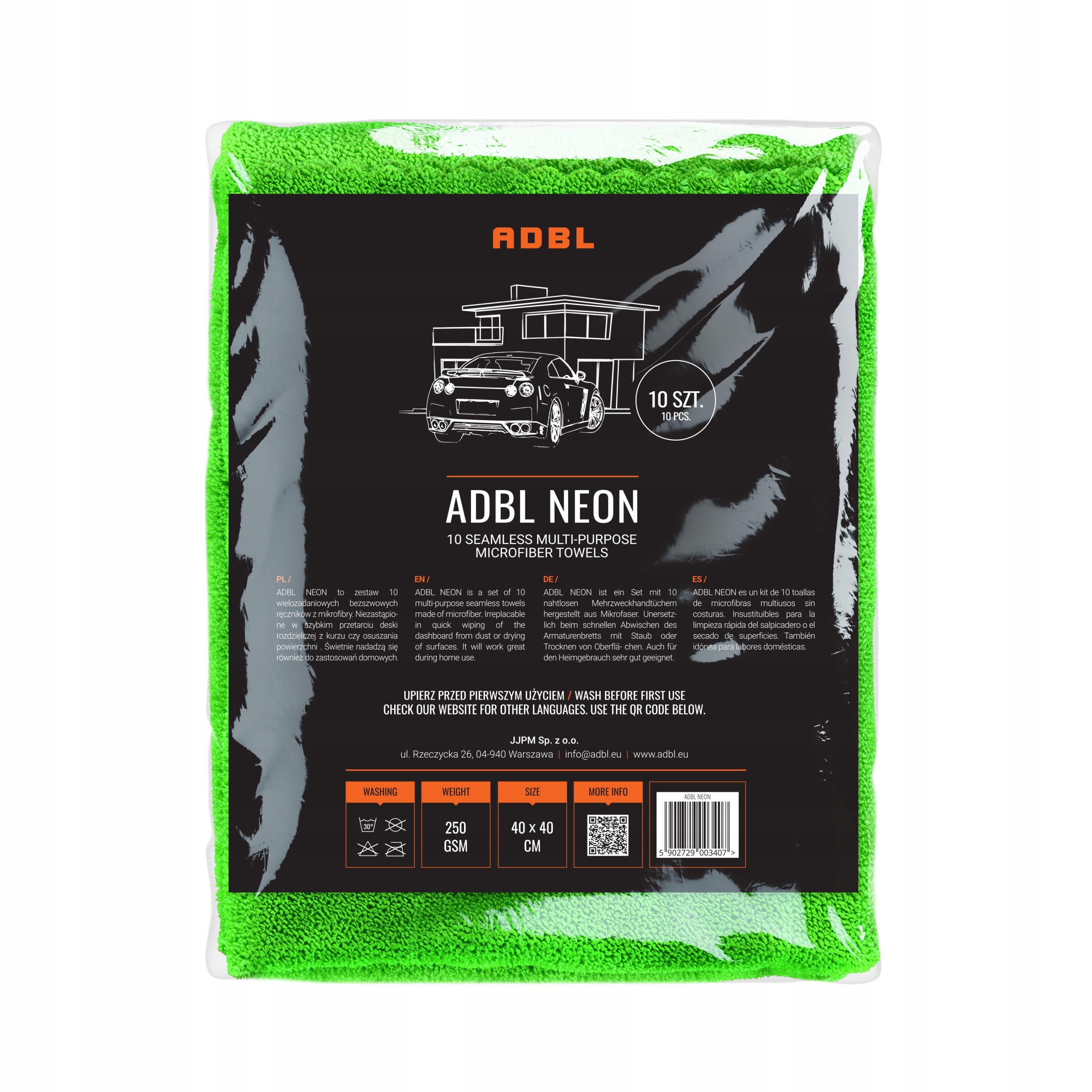 Adbl Neon Mikrofibra bezszwowa 40x40 10szt. Akcesoria detailingowe