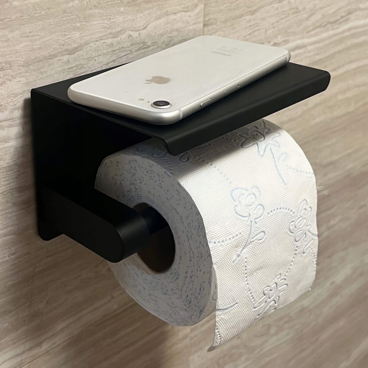 Держатель туалетной бумаги с полкой черный лофт туалет черный цвет