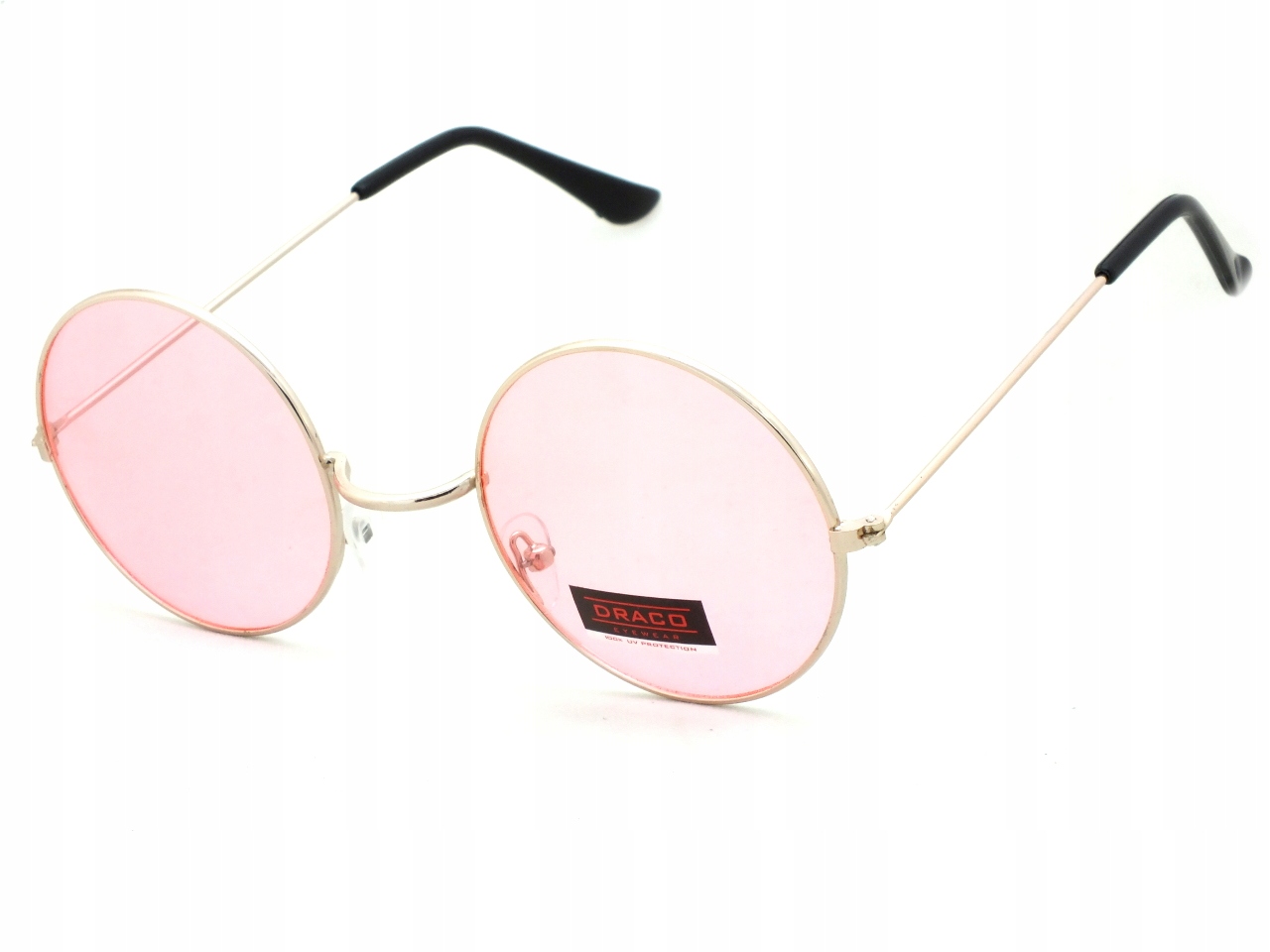 OKULARY LENONKI DAMSKIE DLA KOBIET RÓŻOWE METALOWE
