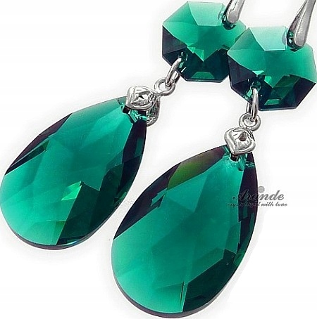 Nové! Krásné krystaly Náušnice Emerald Jolie