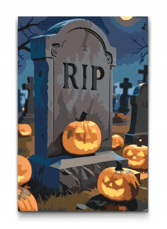 Malování Podle Čísel Halloween Dýně Hrob Netopýra Hřbitov Les 40x60 cm