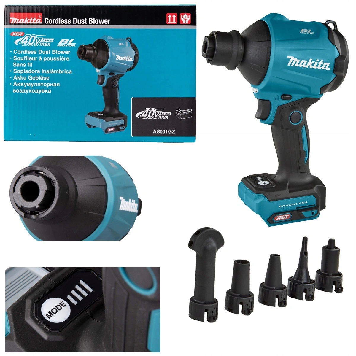 Makita Pompka dmuchawa akumulatorowa 40V Xgt dysze końcówki AS001GZ