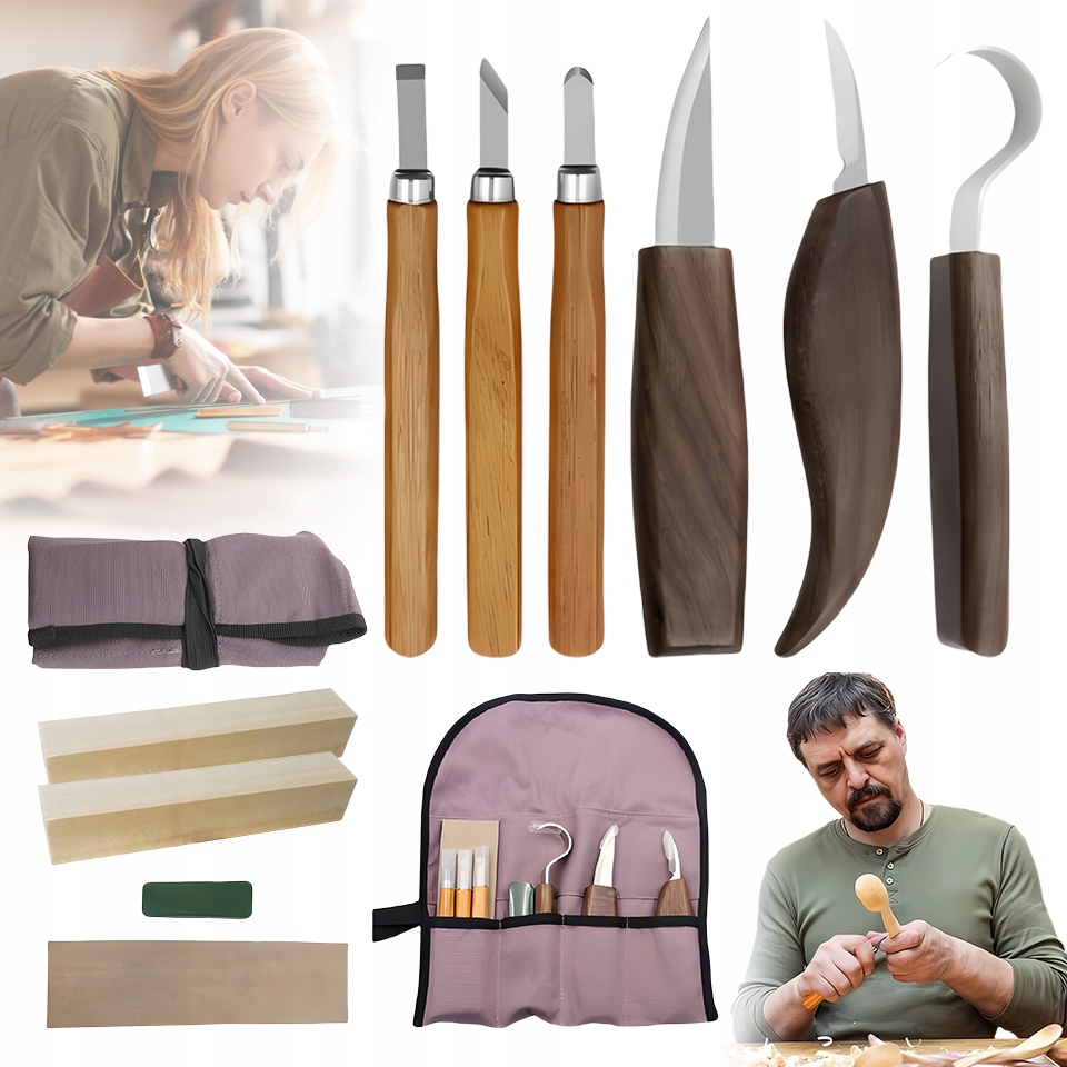 Řezbářské Lipové Dřevo 2KS /9KS Sada Řezbářských Nožů Diy