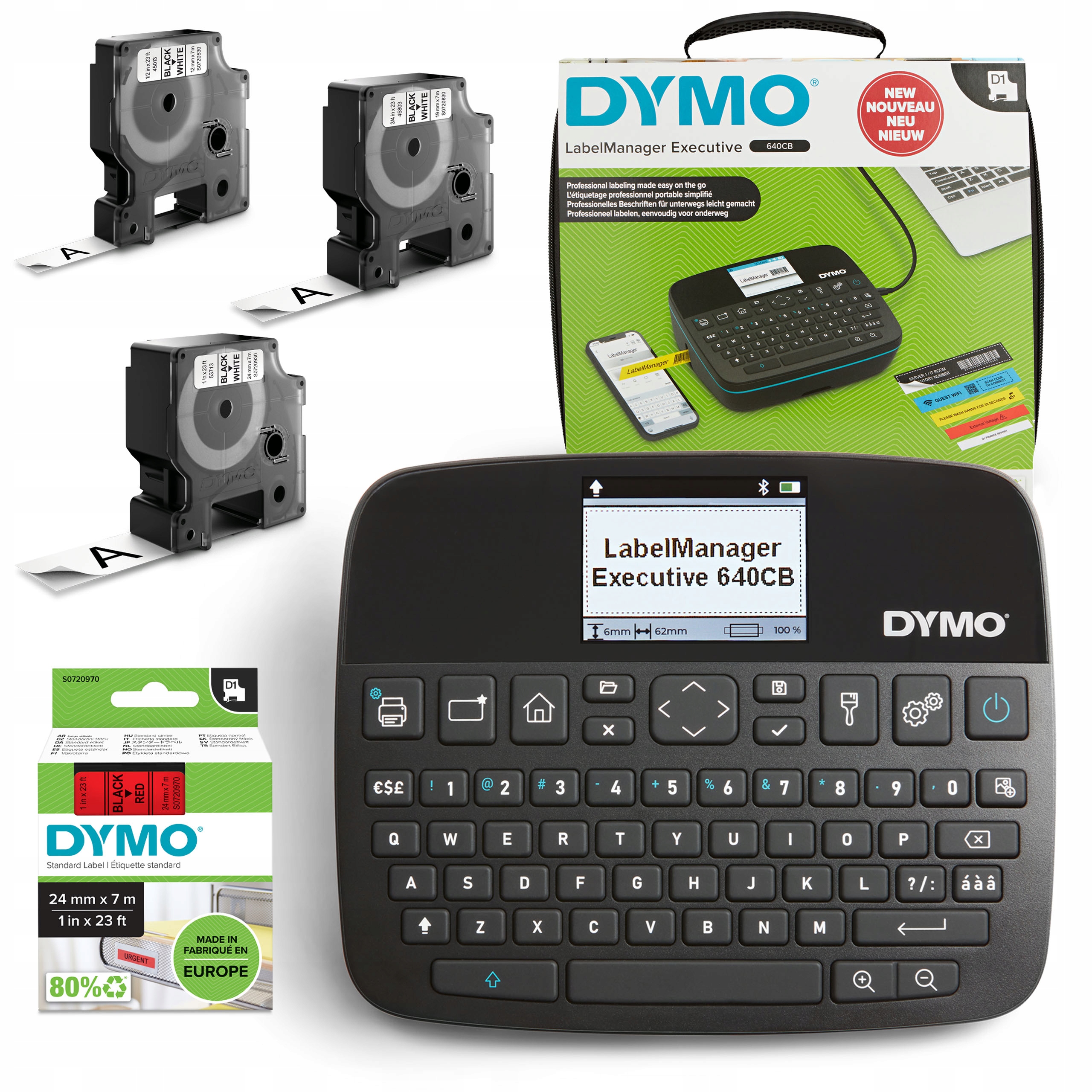 Tlačiareň štítkov Dymo LabelManager 640CB 3x pásky 1x páska zdarma kufor