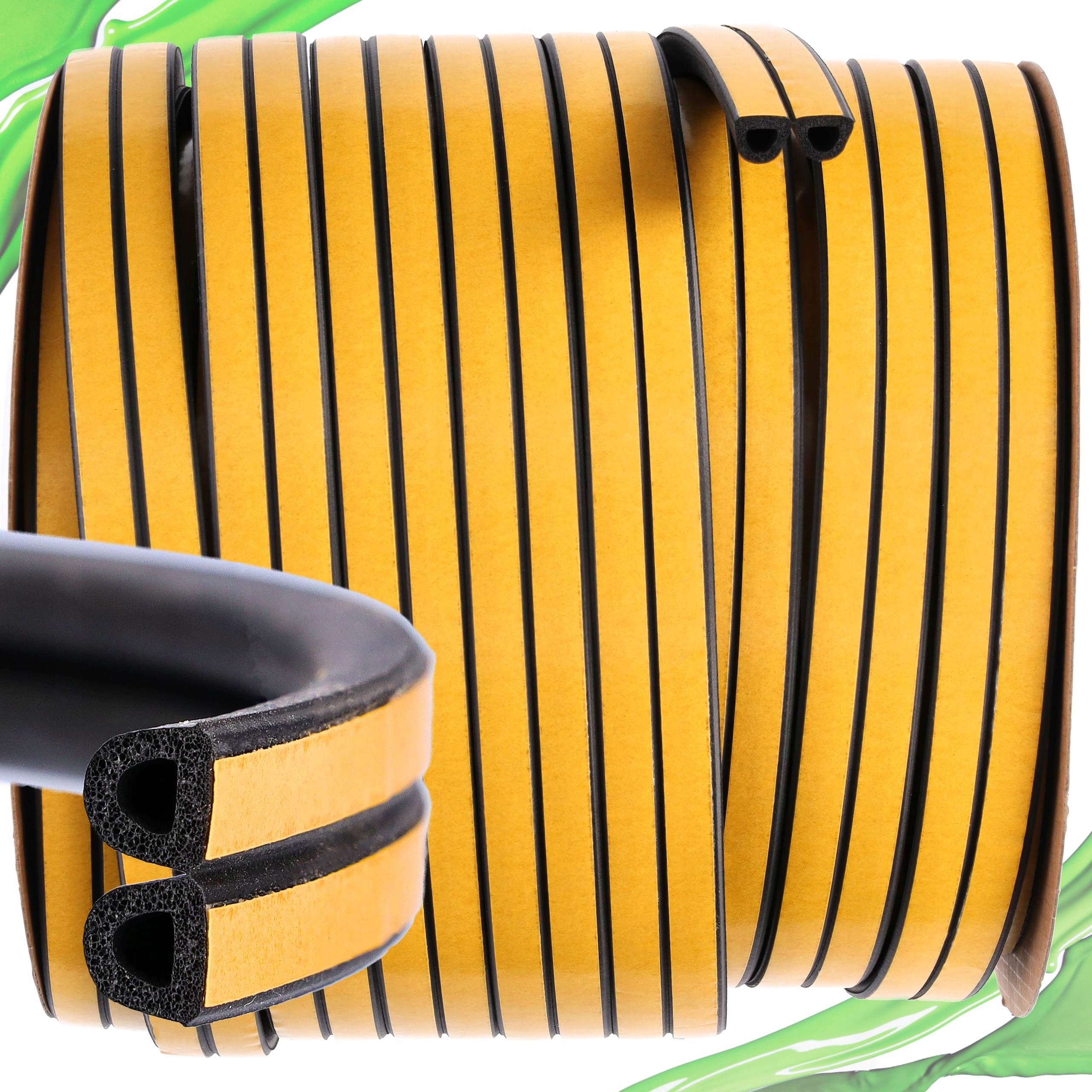 Těsnění pro Garážové Dveře typ D 12x10 50 m, Silné, Velké Štěrbiny, Černé