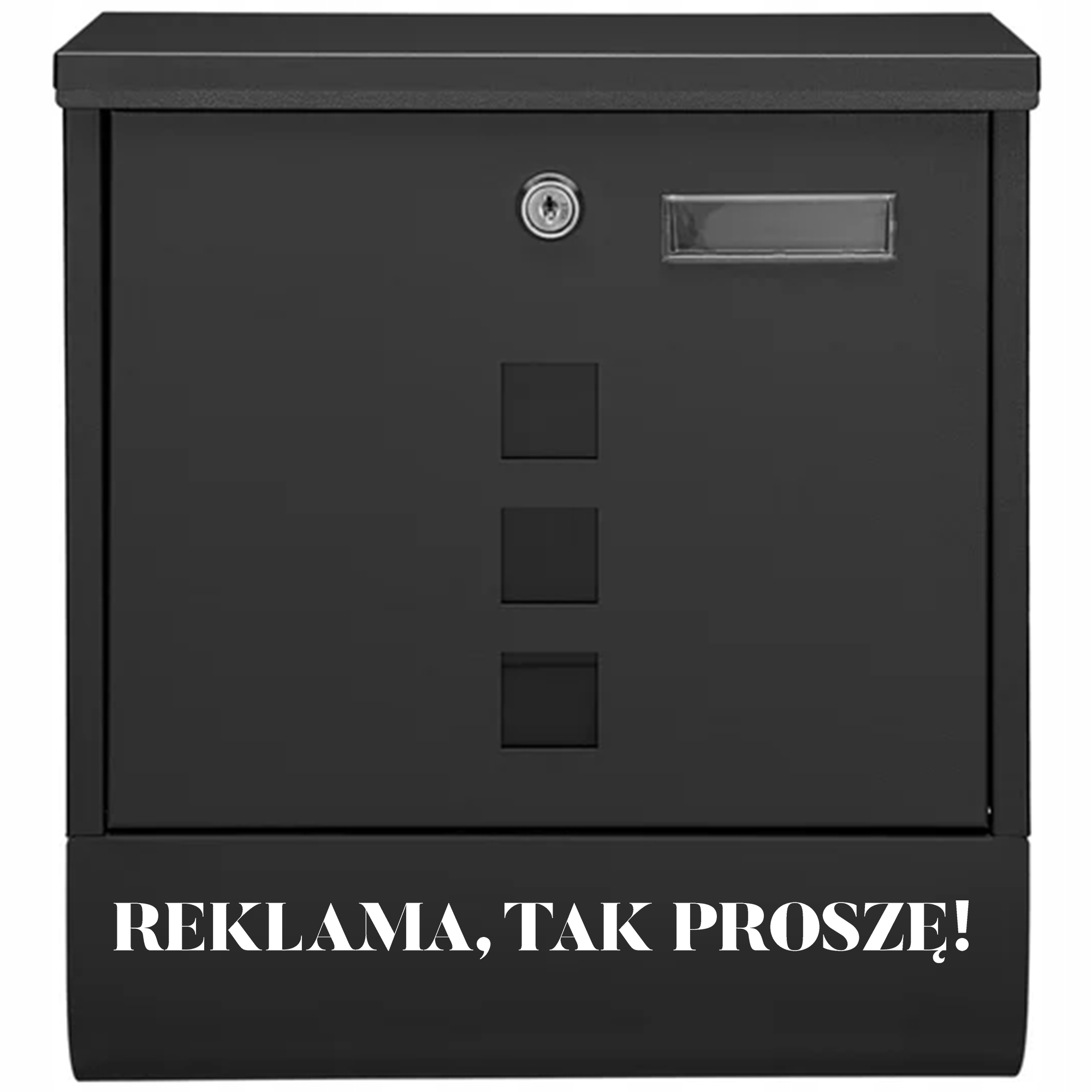 Čierna oceľová poštová schránka s novinami Reklama, Áno Prosím! Mix Wz
